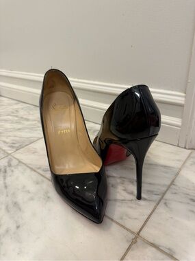 Christian Louboutin Black Patent Pointed-Toe Stiletto Pumps
